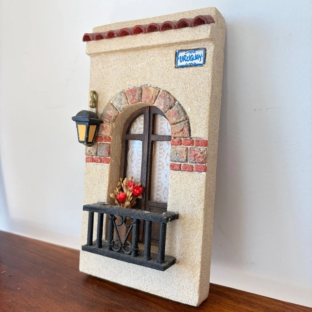 Handcrafted Uruguay Souvenir Wall Plaque 3D Miniature Balcony Architectural Art